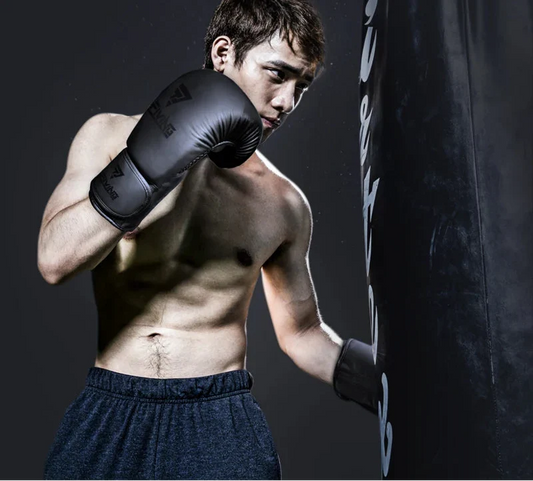8oz PU Leather Boxing Gloves Unisex Training Gloves Black-1