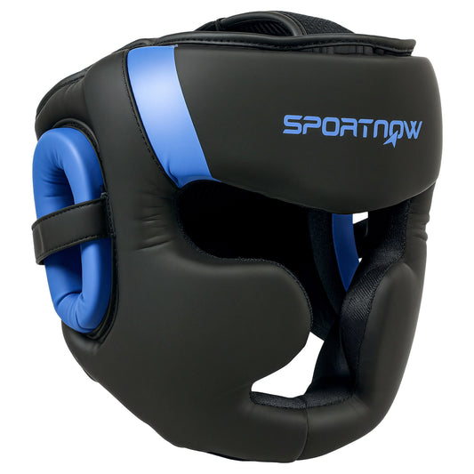 Boxing Headguard, Boxing Headgear Helmet with Adjustable Strap for Full Face Protection for Kickboxing Sparring Martial Arts Karate Taekwondo, Blue-0