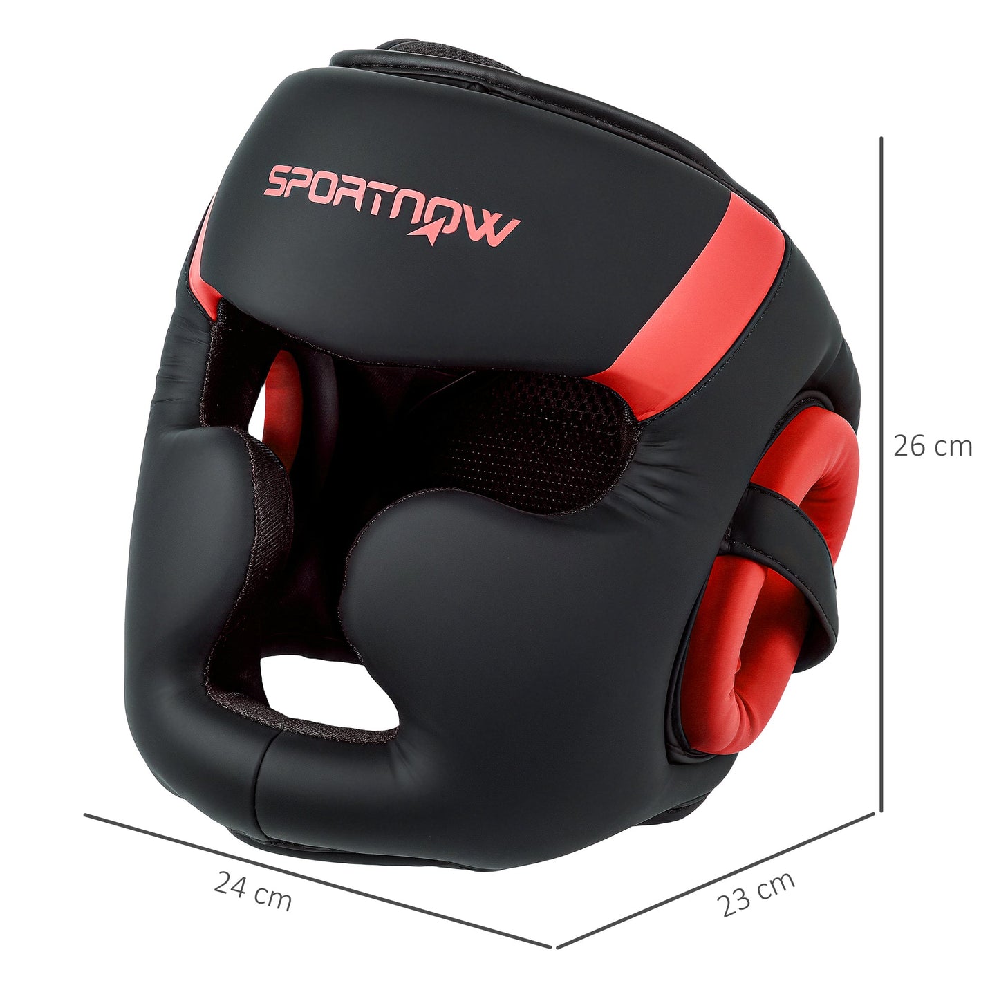 Boxing Headguard, Boxing Headgear Helmet with Adjustable Strap for Full Face Protection for Kickboxing Sparring Martial Arts Karate Taekwondo, Red-2
